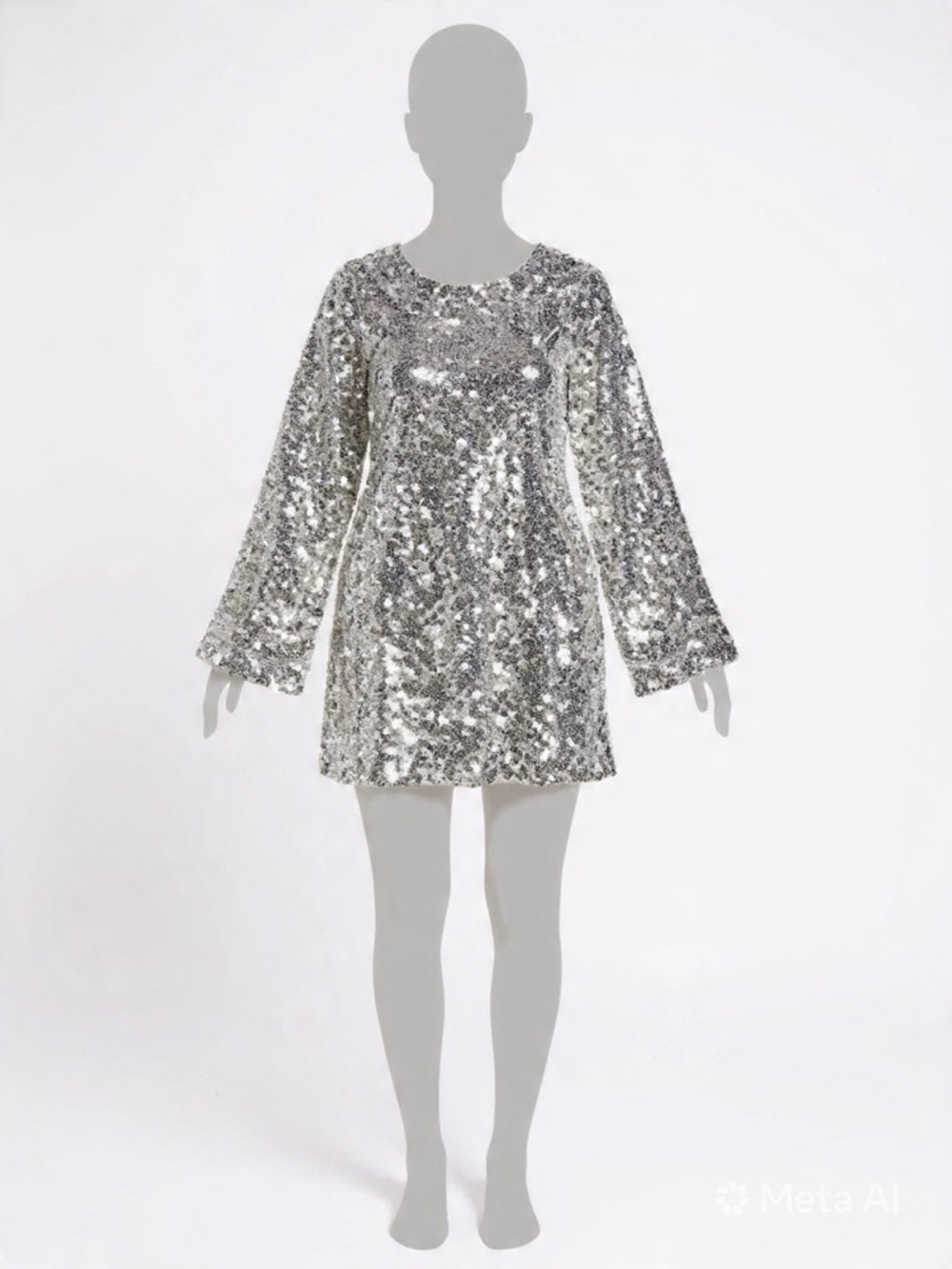 H&M Silver Sequin Shift Dress-A22